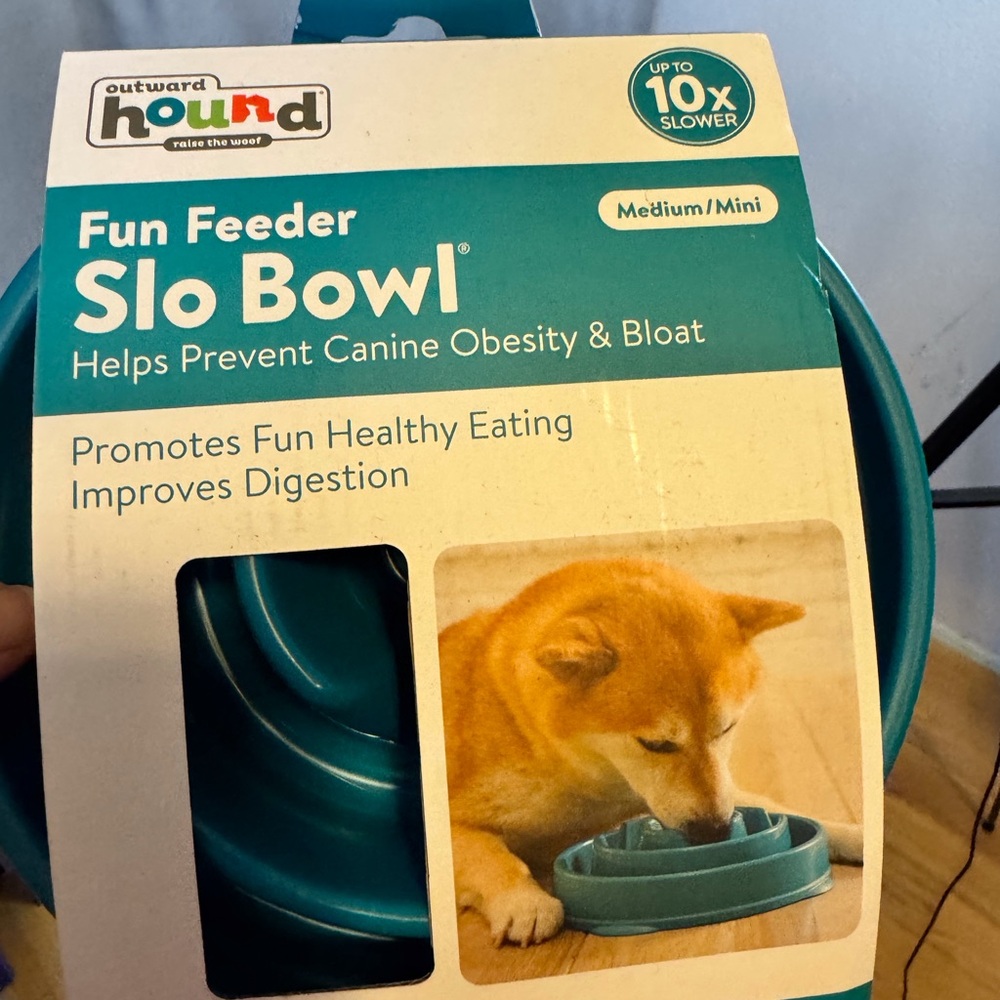 Outward Hound Fun Feeder Slo Bowl in Teal
